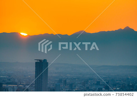 Sunset in urban area Sunset over Nagoya [Aichi Prefecture] 73854402