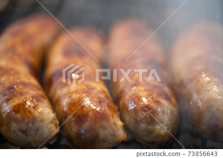 Frankfurt sausage charcoal grilled on a shichirin 73856643
