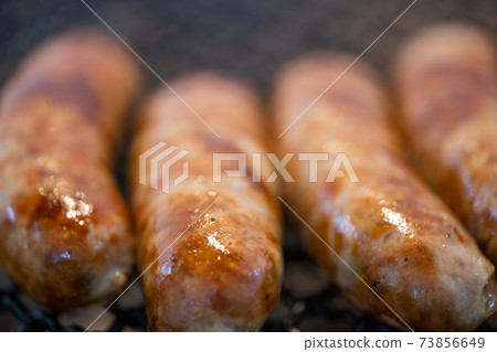 Frankfurt sausage charcoal grilled on a shichirin Frankfurt sausage charcoal grilled on a shichirin 73856649