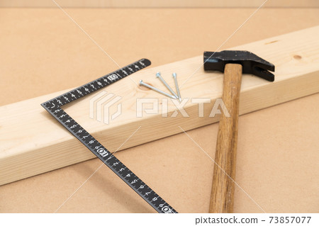 Hammer, nail and sashigane MDF material Hammer, nail and sashigane MDF material 73857077