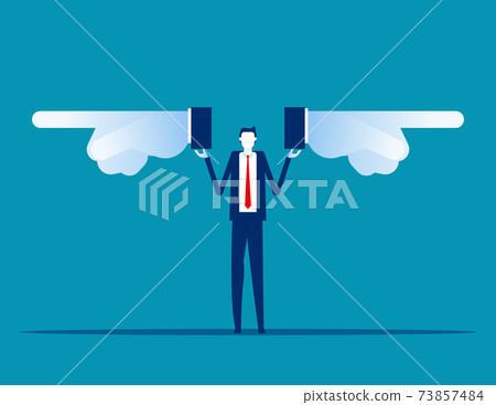 Hold two different directional signage. Business opportunity 73857484