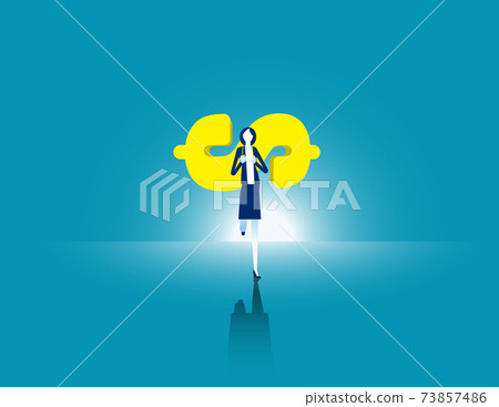 Businesswoman carrying money to move forward. Business finance effort 73857486
