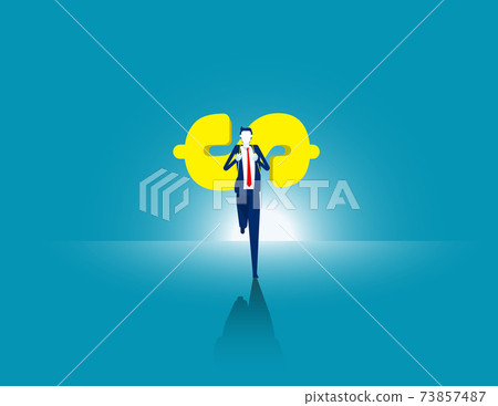 Businessman carrying money to move forward. Business finance effort 73857487