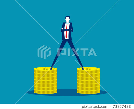 The men stepped on the money on both sides. Business finance and economy 73857488
