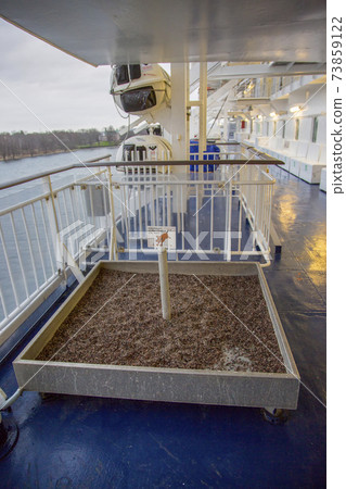 Dog toilet on the upper deck of the Gabriella passenger cruise ferry. 73859122