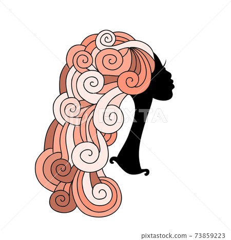 Pretty woman portrait, black silhouette for your design 73859223