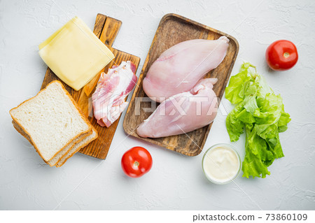 Club sandwich ingredients, on white background 73860109