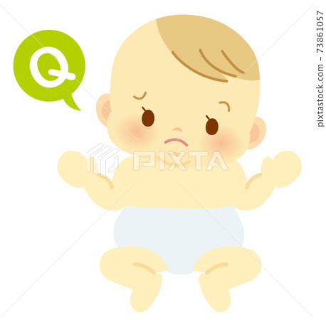 Baby in diapers_Q & A_Balloon_Baby full body illustration 107 73861057