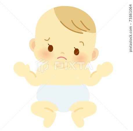 Baby in diaper __ Baby full body illustration 111 73861064