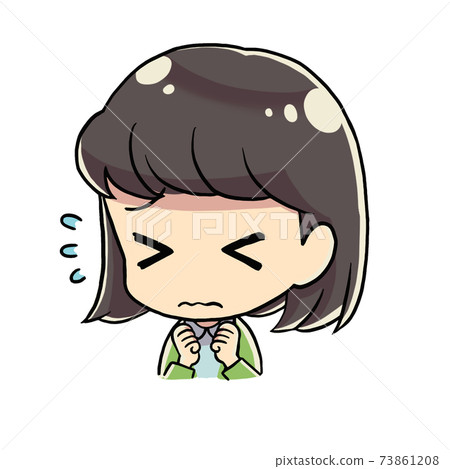 Worried woman deformed character sweat Worried woman deformed character sweat 73861208
