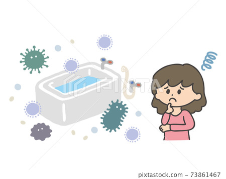 Illustration of a woman suffering from mold in the bathroom Illustration of a woman suffering from mold in the bathroom 73861467