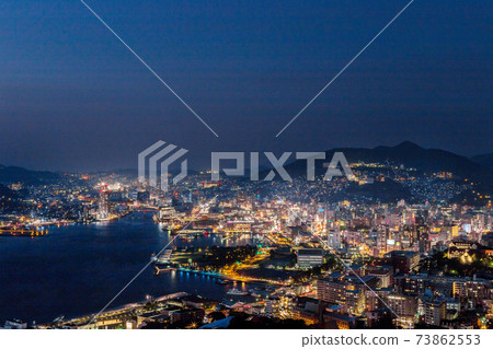 Nagasaki city night view from Nabekanzan Park observatory Nagasaki city night view from Nabekanzan Park observatory 73862553