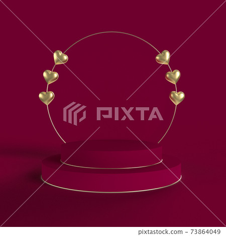 Round podium shape for display product, present and advertising with hearts Round podium shape for display product, present and advertising with hearts 73864049