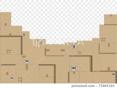 Cardboard boxes stacked in a pile. 73864184