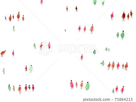 手繪水彩人群 手繪水彩人群 73864213