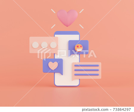 3d render concept smartphone chat application ...-插圖素材 [73864297] - PIXTA圖庫