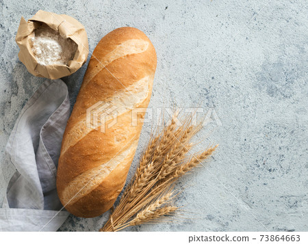 British White Bloomer or Baton loaf bread 73864663