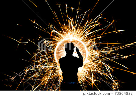 Glass Light Bulb is sparkling with Ideas Explode out of Head. Concept Creative work of abstract background to inspire thinking and innovate new golden way Glass Light Bulb is sparkling with Ideas Explode out of Head. Concept Creative work of abstract background to inspire thinking and innovate new golden way 73864882