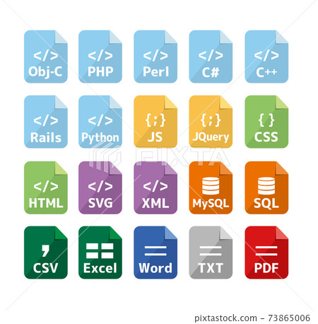 文件格式/編程語言矢量圖標插圖集(彩色版本) 文件格式/編程語言矢量圖標插圖集(彩色版本) 73865006
