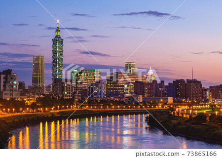 night view of taipei city by the river in taiwan night view of taipei city by the river in taiwan 73865166