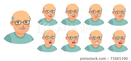 Grandfather emotions set. Character senior doubt, elder adult 73865390