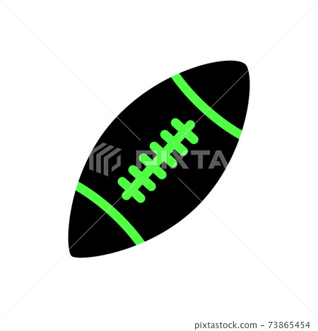 Stylized American Football logo icon, black color with green lines. Flat and solid color vector illustration. 73865454