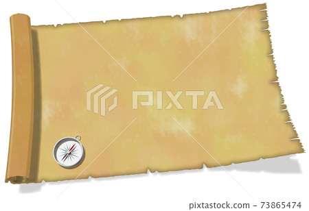 Antique frame with the image of an old map with a compass Vector illustration background transparent 73865474