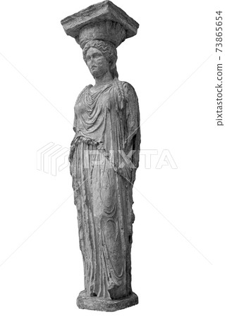Marble column Caryatid isolated on a white background. Ancient greek stone sculpture 73865654