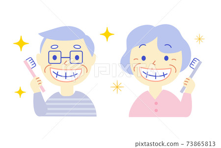 Elderly and Toothpaste: Dental Illustration 73865813