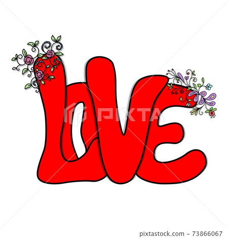 Illustration of a Valentine Card with the Inscription 73866067