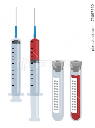 Vector illustration of blood sampling syringe and blood sampling spitz Vector illustration of blood sampling syringe and blood sampling spitz 73867360