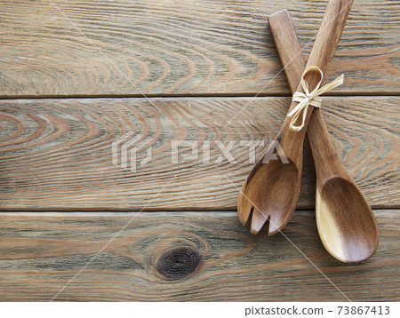 Two wooden salad spoons Two wooden salad spoons 73867413