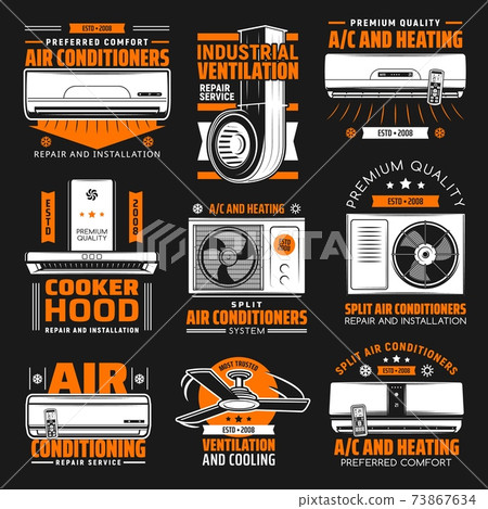 Air conditioning, ventilation service emblems 73867634