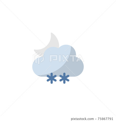 Snow, cloud and moon. Flat icon. Isolated weather vector illustration 73867791