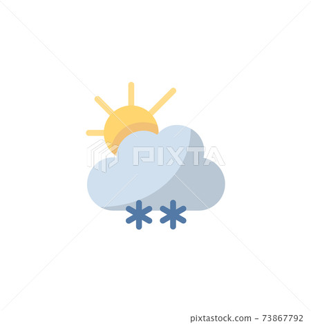 Snow, cloud and sun. Flat icon. Isolated weather vector illustration Snow, cloud and sun. Flat icon. Isolated weather vector illustration 73867792