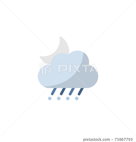 Sleet, cloud and moon. Flat icon. Isolated weather vector illustration Sleet, cloud and moon. Flat icon. Isolated weather vector illustration 73867793