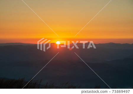 sunrise over the mountians. Carpathian. Ukraine 73869497