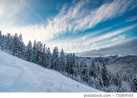 Winter landscape in mountains. Carpathian, Ukraine Winter landscape in mountains. Carpathian, Ukraine 73869505