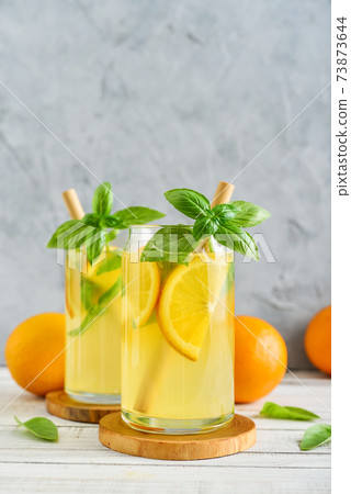 Lemonade with orange and basil 73873644
