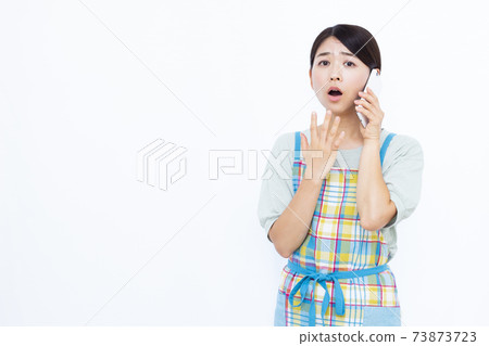 30s housewife white background portrait 73873723