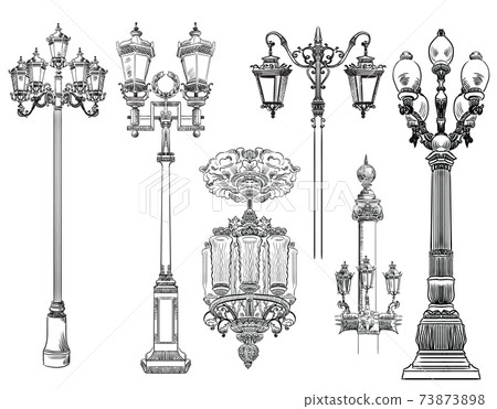 Set of decorative architectural elements lanterns vector 73873898