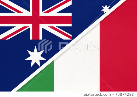 Australia and Italy or Italian Republic, symbol of national flags from textile. 73874288