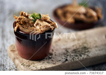 cooked mock chicken meat strips 73874317