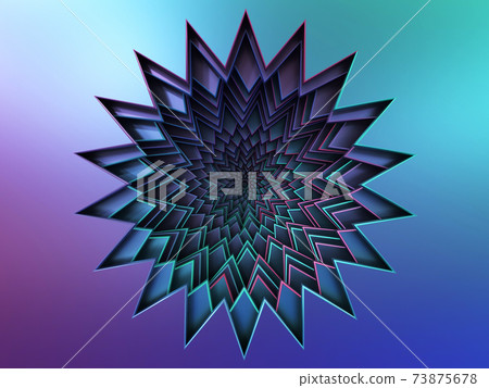 Colorful Hypnotic swirl star shape metal background, blue and purple color. 3d render illustration Colorful Hypnotic swirl star shape metal background, blue and purple color. 3d render illustration 73875678