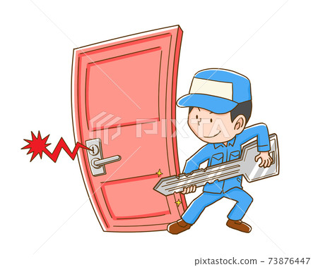 Locksmith man dealing with key troubles 73876447