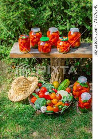 Production of canned tomatoes in the jar Production of canned tomatoes in the jar 73876540