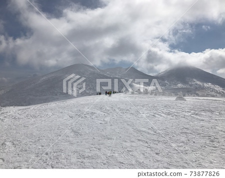 Forest course at Hakkoda Ropeway Ski Resort in winter Forest course at Hakkoda Ropeway Ski Resort in winter 73877826