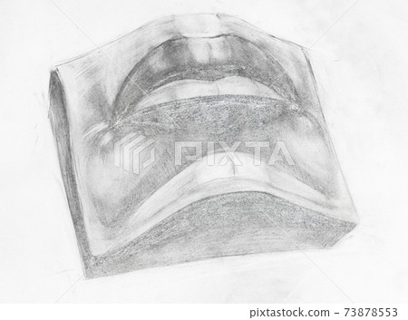 academic drawing - hand-drawn male lips 73878553
