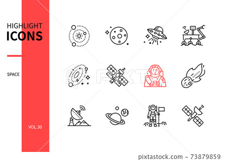 Space concept - line design style icons set 73879859