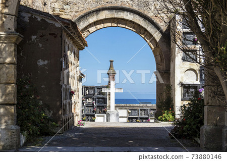 View of the cemetery of Comillas. Cantabria, Spain View of the cemetery of Comillas. Cantabria, Spain 73880146